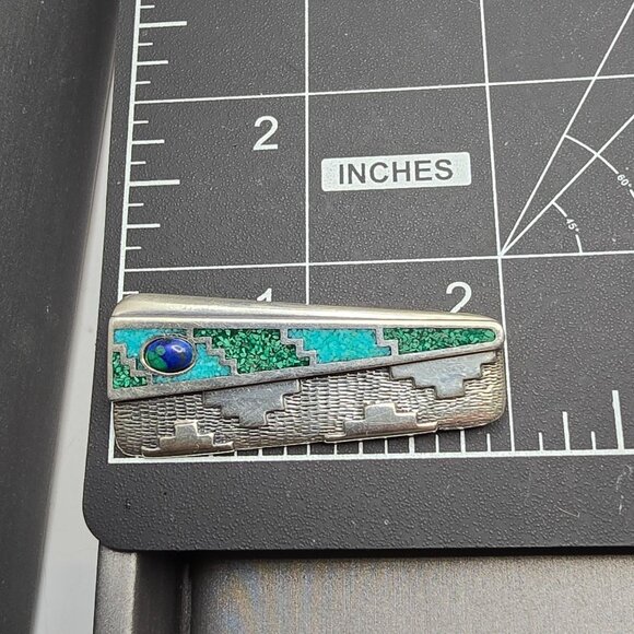 Carolyn Pollack Relios Sterling Silver Inlay Turquoise Malachite Lapis Brooch 2" - Picture 8 of 11